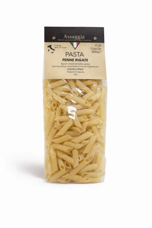 Package of penne rigate pasta