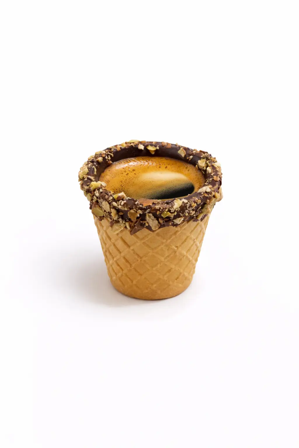 Coffee in a chocolate-coated cone